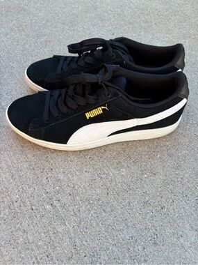 Puma Black & White Suede Sneakers
